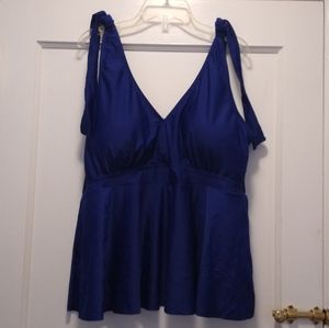 (runs small?) 3X new without tags BLUE TANKINI TOP bow tie knot straps NWOT